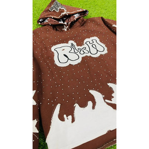 Sudadera con Capucha de Alta Calidad para Hombre, con Pedrería, Lisa, Transpirable, de Secado Rápido, 100% Algodón - Product Image 3