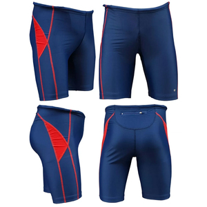 Shorts de sport pour homme, noir et vert, à séchage rapide, taille mi-haute, fermeture élastique, longueur courte, en nylon et élasthanne tricoté - Product Image 4
