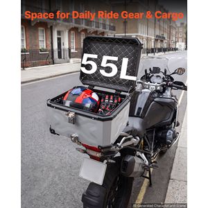 Top Case Moto 80L Universel en Aluminium Rigide Étanche avec Verrou de Sécurité Amovible - Product Image 3