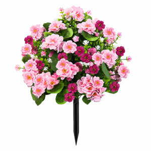 Bouquet <span class=keywords><strong>de</strong></span> fleurs artificielles en soie <span class=keywords><strong>de</strong></span> 55 cm pour extérieur, à enfouir dans le sol, couleur personnalisée, résistant aux UV - Product Image 3
