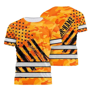 Skull High Visibility Shirt Men Reflective Safety Shirts Flag Custom Name Workwear Runners, <b>Walkers</b> Patriotic Safety Shirts - Product Image 1