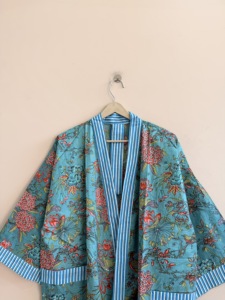 Bata de Baño de Algodón con Estampado Floral, Ropa de Dormir Transpirable y Suave, Ropa de Estar por Casa - Product Image 4