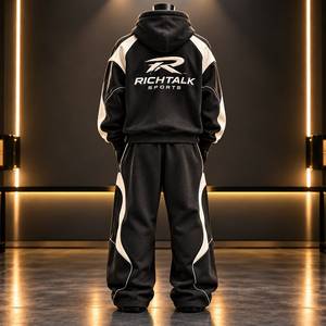 Conjunto Deportivo para Hombre con Capucha, Estampado, Bloques de Color, Algodón, Ropa de Invierno, Transpirable, Deportivo, Corte Holgado - Product Image 2