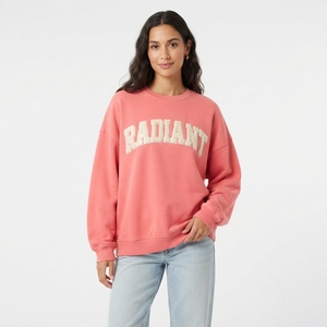 Women Oversized Custom Design Sequin Applique Letters Embroidery <b>Crewneck</b> Sweatshirt Casual Soft Pullover - Product Image 1