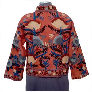Chaqueta Bomber al por Mayor con Bordado a Mano, Volantes, Estampado Floral, Cuello en V, Algodón, Informal, Ecológica, para Fiestas de Invierno/Primavera - Product Image 5