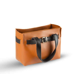 Bolso Tote de Cuero Genuino Color Bronceado para Mujer, con Cierre de Hebilla y Dos Asas, Estilo Clásico para Uso Diario, para 2026 - Product Image 3