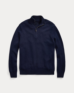 Pull tricoté à col montant zippé en coton et laine pour homme, vente en gros d'usine, personnalisé, à quart de zip et manches longues - Product Image 2