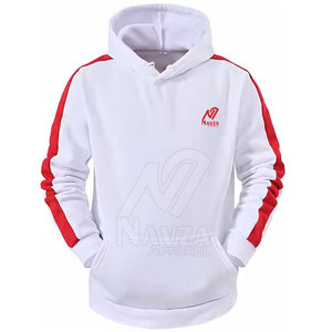 Sudadera con Capucha Blanca NAVZA con Rayas Rojas, Diseño Deportivo de Manga Larga, Transpirable, de Poliéster, Unisex para Adultos, Ropa de Otoño - Product Image 1