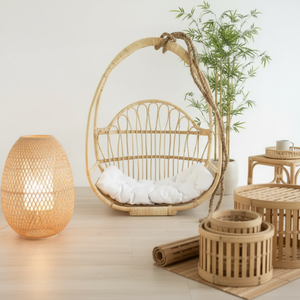 Modern <b>Hanging</b> Egg <b>Chair</b> with Stand Rattan Wicker Swing Cushion Outdoor Patio Garden Balcony Furniture Durable Design - Product Image 3