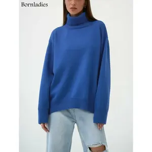 Bornladies femmes pull à col roulé Chic automne hiver épais chaud pull surdimensionné décontracté ample tricoté pull pull haut pour - Product Image 1