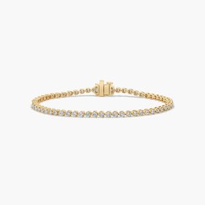 Flower Clasp Tennis <b>Bracelet</b> With 2 CTW Lab-Grown Diamonds In Yellow Gold - Product Image 2