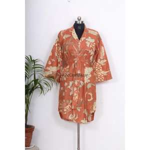 Robe midi pour femme, imprimé floral écologique, manches coréennes, imprimé numérique, col en V, 100% coton, moulante, soirée, formelle, décontractée - Product Image 5