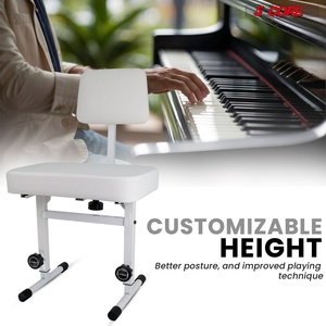 5 Core Piano <b>Bench</b> 3" <b>Padded</b> Cushioned Stool w Backrest Heavy Duty Musician Chair Height Adjustable - Product Image 4