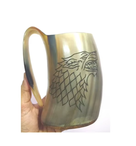 Mug artisanal en corne naturelle pour bière et café |   Mug à boire artisanal de style viking rustique pour bar et maison - Product Image 5
