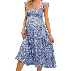 Robe de maternité élégante de haute qualité pour femmes enceintes, grande taille, couleur unie, longue, maxi, pour l'allaitement - Product Image 1