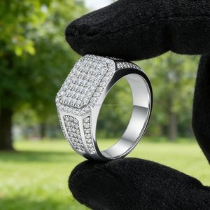 Men's <b>Iced</b> Out Moissanite Diamond <b>Ring</b> 925 Sterling Silver Fully Pave Setting Heavy Hip Hop Bling Rapper Jewelry Gift For Him - Product Image 3