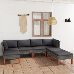 Set da salotto in Poly Rattan grigio 7 pezzi con cuscini mobili da esterno - Product Image 1