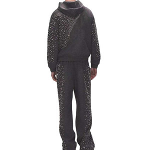 Conjunto de Sudadera y Pantalones Brillantes para Hombre, con Pedrería, Fabricación Profesional, Ropa de Moda Masculina - Product Image 3