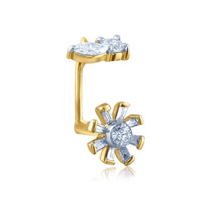 Piercing de Nariz con Diamante Cultivado en Laboratorio en Forma de Flor, Chapado en Oro Amarillo de 18K, Joyería Clásica de Lujo para Mujer, Corte Brillante, Color H - Product Image 1