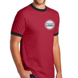 T-shirt Ringer, vente directe d'usine, T-shirt Ringer blanc, 100% coton, T-shirts à ourlet court - Product Image 1