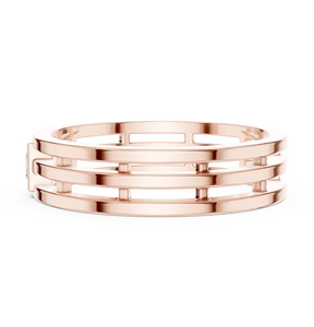 Bague de fiançailles Art Déco en moissanite créée en laboratoire couleur D VVS1, unique, à motif ajouré, avec bande multi-rangs, en acier inoxydable massif, géométrique - Product Image 2