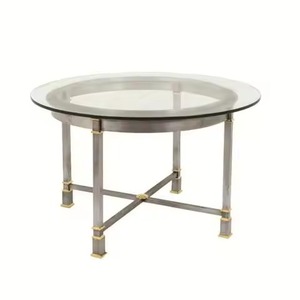 Table basse vintage en métal martelé argenté, best-seller, pour le salon, avec rangement et service à thé - Product Image 2