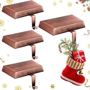 4 Pack Heavy-Duty Metal Non-Slip Fireplace <b>Stocking</b> Hooks Christmas <b>Stocking</b> <b>Holders</b> for Holiday Party Decorations Xmas Mantle - Product Image 1