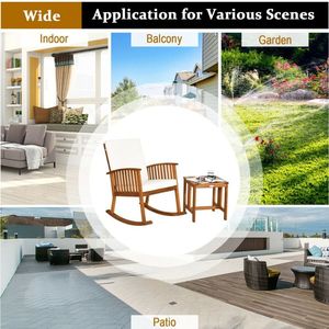 Set di mobili da giardino in legno di acacia da 2 pezzi per sedia a dondolo e tavolo - Product Image 4