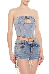 Wholesale Priced 2026 <b>Cutout</b> Denim Tube <b>Top</b> Breathable Sustainable Plus Sized Women Denim Jeans Tube <b>Top</b> OEM Serviced custom - Product Image 5