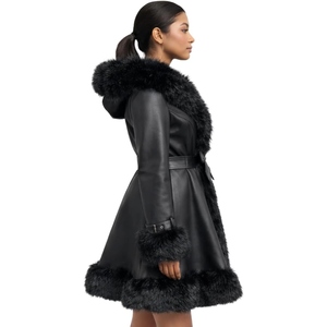 Abrigo Largo de Piel Sintética de Lujo para Mujer, Elegante Abrigo de Invierno con Cinturón, Prenda Exterior Cálida y a la Moda, Proveedor Mayorista OEM Personalizado - Product Image 5