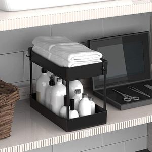 Organizzatore Sottolavello a 2 Livelli, Salvaspazio, con 4 Ganci, Soluzione di Stoccaggio per Bagno e Cucina - Product Image 4