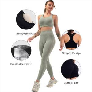 Ensemble de sport pour femmes en 3 pièces à séchage rapide avec tissu de haute qualité, vêtements de fitness, ensemble de yoga avec impression personnalisée - Product Image 3