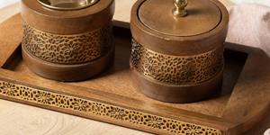 Ensemble Mabkhara de Luxe en Bois de Mangue et Maille Dorée avec Plateau, Vente en Gros, Brûleur de Bakhoor Saoudien, Porte-Oud Majlis Dakhoon, Encensoir - Product Image 6
