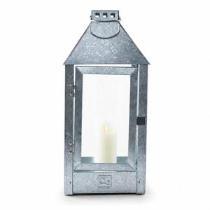 Vintage Galvanized Metal Lantern <b>Silver</b> Candle Lantern Antique Hurricane <b>Lamp</b> Decorative Table Centerpiece for Home & Garden - Product Image 6