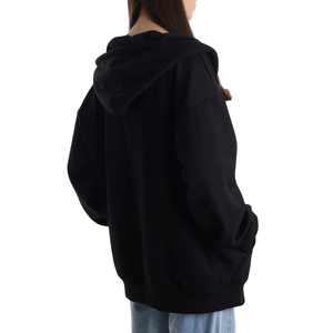 Sweat à capuche zippé oversize noir uni pour femme en molleton brossé, double couture, qualité supérieure, idéal pour les voyages - Product Image 2
