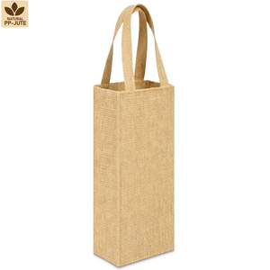 Non Laminated Natural Jute Wine <b>Bottle</b> Gift <b>Bag</b> Wine Gift Packaging 19x39 cm Flat Custom Logo Wholesale OEM Model DVB0062 - Product Image 3
