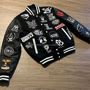 Veste universitaire d'hiver unisexe OEM 2024, respirante, avec corps en laine, manches en cuir, coque en polyester, motif de lettres brodées - Product Image 5