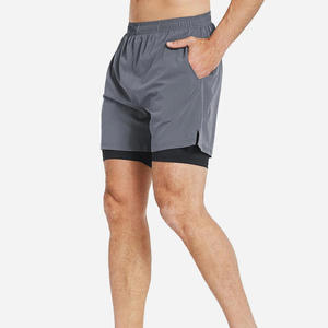 Shorts de sport 2 en 1 pour hommes, shorts d'été pour entraînement en salle de sport, fitness, avec poches, shorts de course et d'équitation - Product Image 2