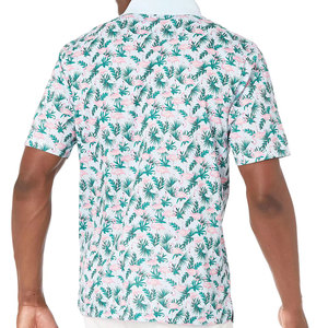 เสื้อโปโลพิมพ์ลายใบปาล์มสีเทาสำหรับผู้ชาย แขนสั้น สวมใส่สบาย ระบายอากาศได้ดี แฟชั่นทรอปิคอล - Product Image 3