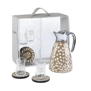 Juego de Termo para Té de Lujo con Incrustaciones de Madreperla, con 4 Tazas de Vidrio y Platos, Venta al por Mayor para Regalo de Ramadán - Product Image 2