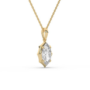 Lab Grown Marquise Brilliant Cut Diamond 14K <b>Solid</b> <b>Gold</b> Women's IGI Certified <b>Pendant</b> - Product Image 4