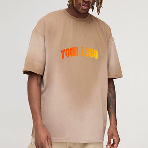 ผู้ผลิตเสื้อยืดสตรีทแวร์คุณภาพสูง ลายซันเฟด แอซิดวอช สไตล์ Y2K ทรงโอเวอร์ไซส์ สำหรับผู้ชาย เสื้อยืดทรงบ็อกซี่ประดับคริสตัลแบบสั่งทำ - Product Image 4