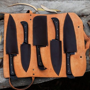 Ensemble de 5 couteaux de cuisine en acier carbone Viking Art, couteaux de chef faits à la main, ambidextres, professionnels, manches en bois - Product Image 5