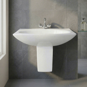 Lavabo demi-pied en céramique, écologique, résistant à l'eau, rond, pour lavage des mains, qualité export pour centres commerciaux - Product Image 2