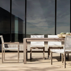 Mesa de Comedor Minimalista para Exterior, Hecha a Mano, de Madera de Teca Sólida, Rectangular Grande, con Marco Sólido y Acabado Natural, Muebles para Jardín y Patio - Product Image 3
