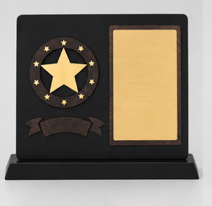 Placa de madera con estrella dorada y placa grabada, modelo 1132, diseño patriótico, premio duradero de reconocimiento. - Product Image 1
