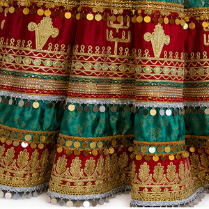 Traditional <b>Red</b> Silk Lehenga Choli Embroidered Floor Length Women Wedding Ethnic Wear Floor Length Afghan Kuchi Dresses - Product Image 3