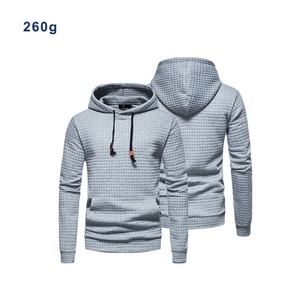 260G Men's Winter Casual Jacquard Quilted Pullover Hoodie with Silicone Print <b>Design</b> – Warm & Stylish Streetwear Sweatshirt - Product Image 1
