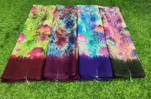 Elegante sari de georgette con blusa, estampado floral, para uso diario, atuendo étnico, fabricante de saris al por mayor - Product Image 6