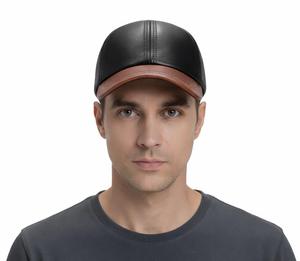 Men's Premium Leather Two shades <b>Cap</b> Adult Size Four Season Wear - Product Image 5